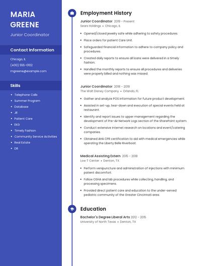 Junior Coordinator Resume
