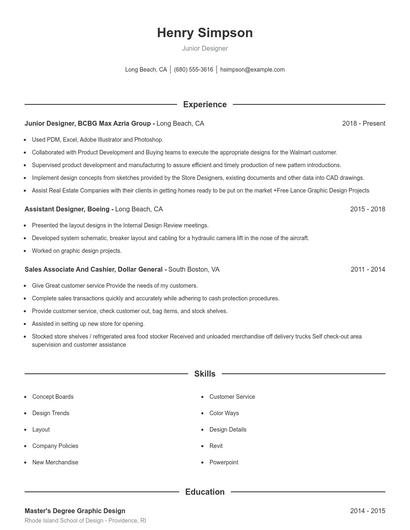 Resume example 1