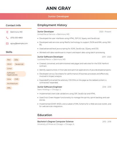Junior Developer Resume