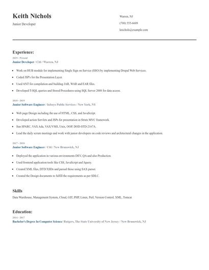 Junior Developer Resume