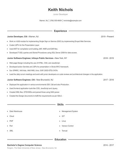 Junior Developer Resume