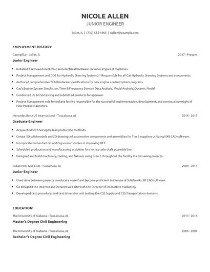 Junior Engineer Resume