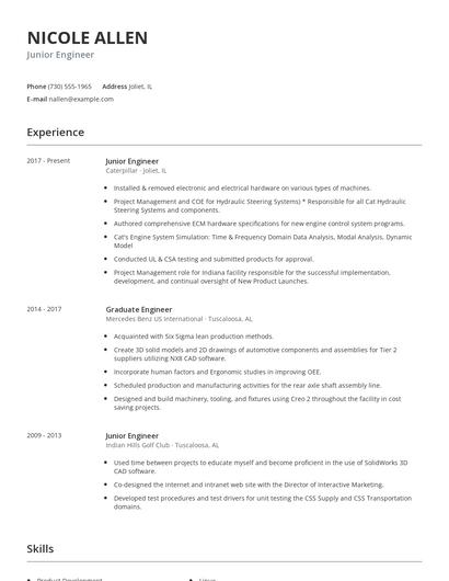 Junior Engineer Resume