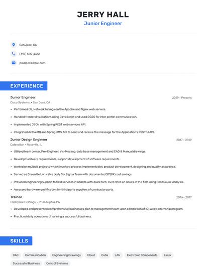Junior Engineer Resume