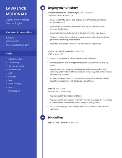 Junior Information Technologist Resume