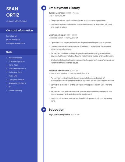 Junior Mechanic Resume
