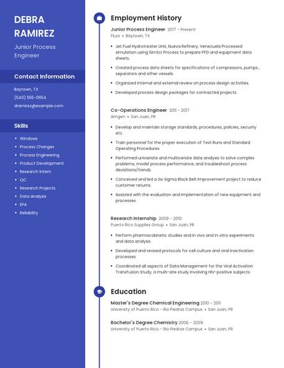 Junior Process Engineer Resume