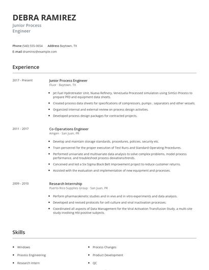 Junior Process Engineer Resume