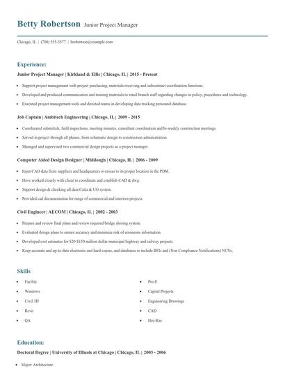 Junior Project Manager Resume
