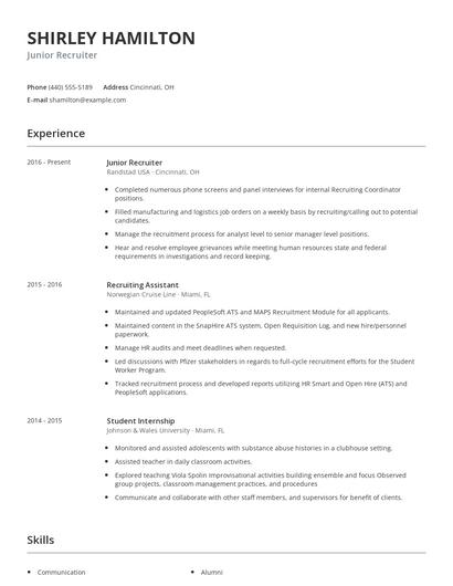 Junior Recruiter Resume