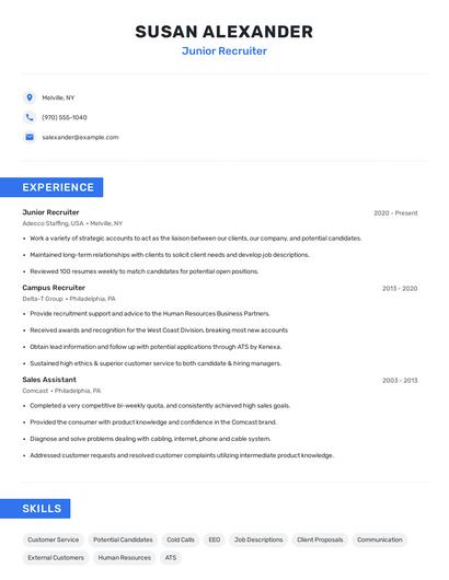 Junior Recruiter Resume