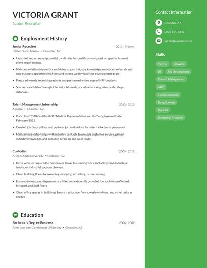 Junior Recruiter Resume