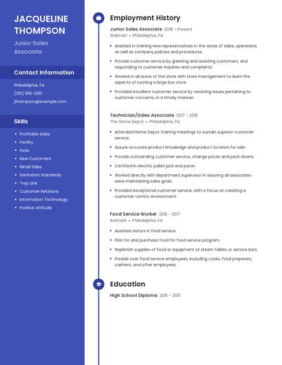 Junior Sales Associate Resume