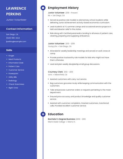 Junior Volunteer Resume