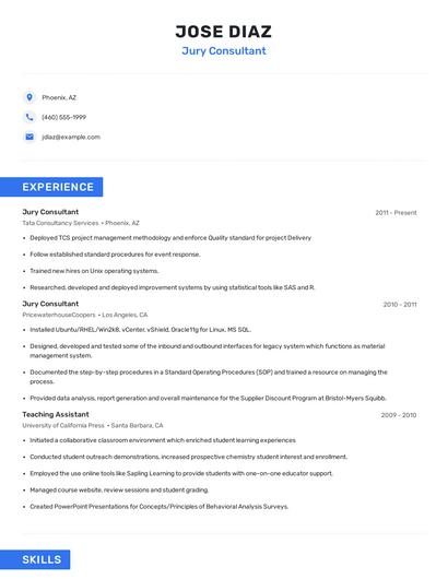Jury Consultant Resume