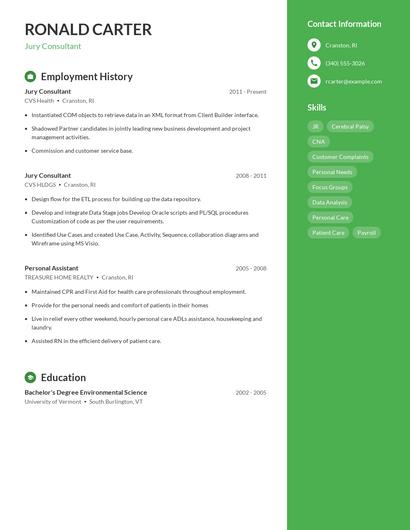 Jury Consultant Resume