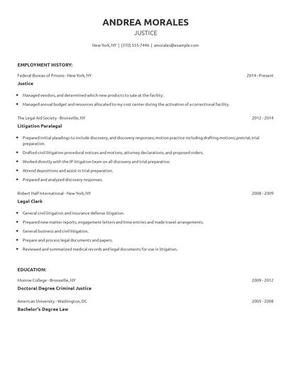 Justice Resume
