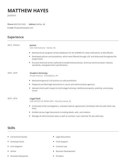 Justice Resume