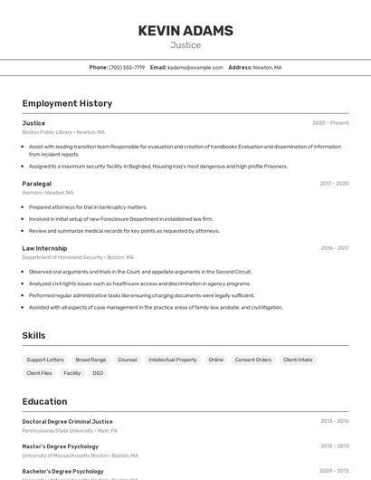 Justice Resume