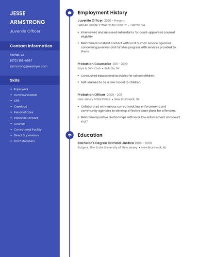 Juvenile Officer Resume