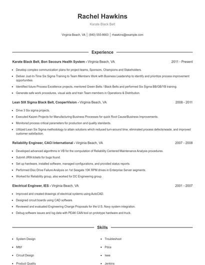 Karate Black Belt Resume