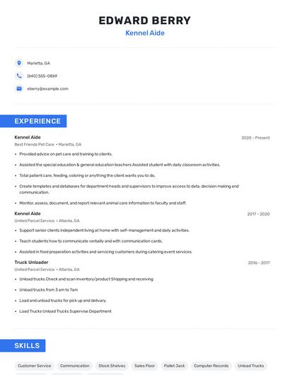 Kennel Aide Resume