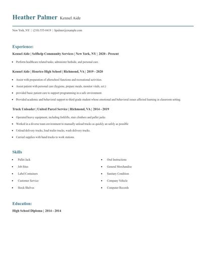 Kennel Aide Resume