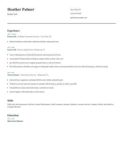 Kennel Aide Resume