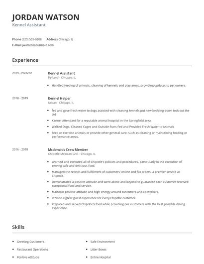Kennel Assistant Resume