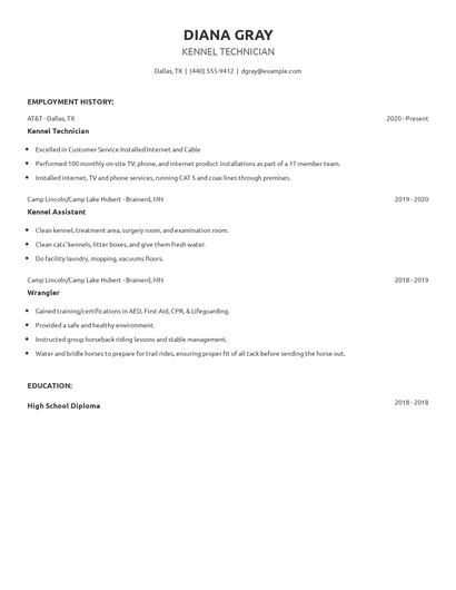 Kennel Technician Resume