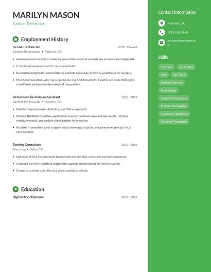 Kennel Technician Resume