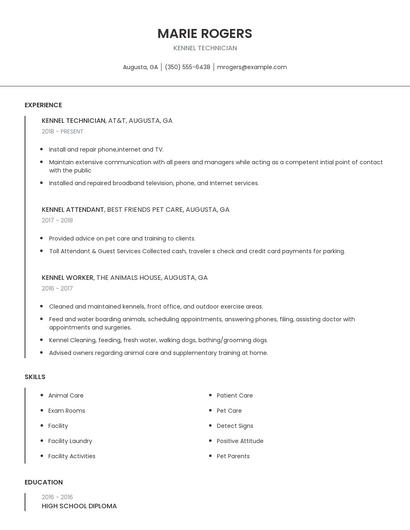 Kennel Technician Resume
