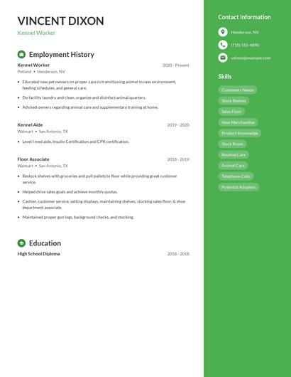 Kennel Worker Resume