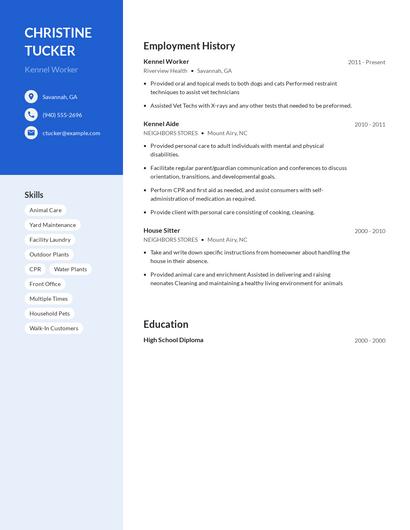 Kennel Worker Resume