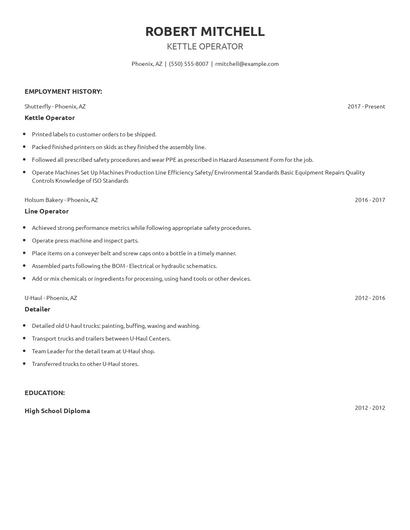 Kettle Operator Resume