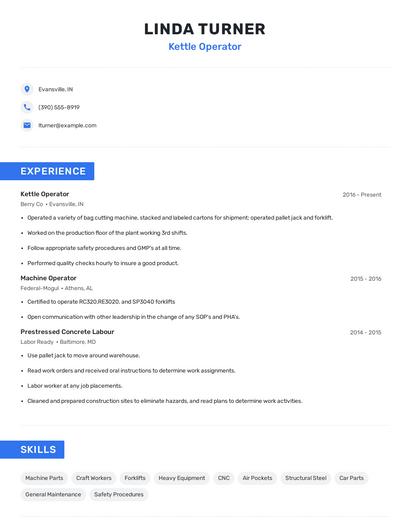 Kettle Operator Resume