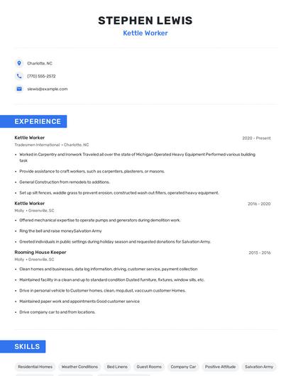 Kettle Worker Resume