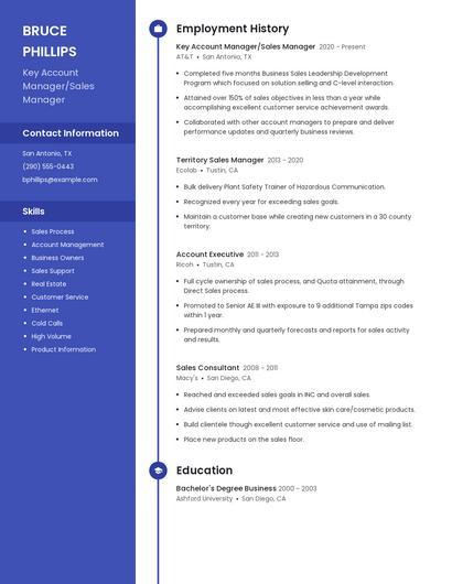 Key Account Manager/Sales Manager Resume