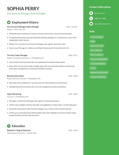 Key Account Manager/Sales Manager Resume