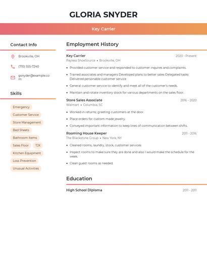 Key Carrier Resume