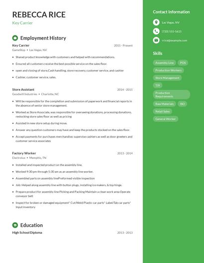 Key Carrier Resume