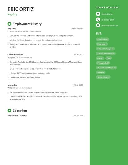 Key Grip Resume