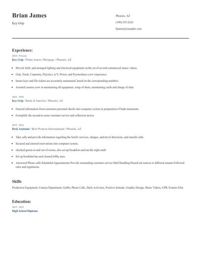 Key Grip Resume