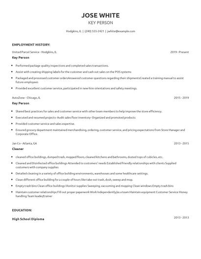 Key Person Resume