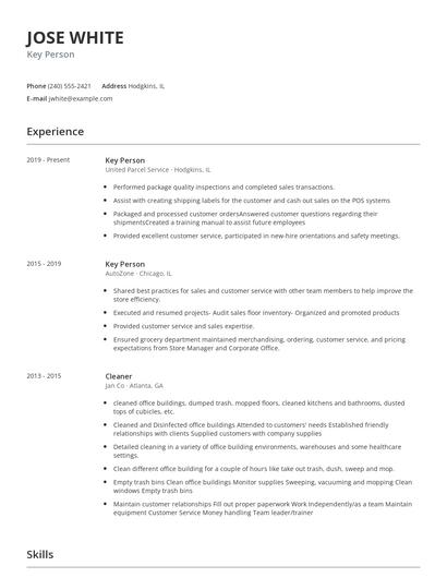 Key Person Resume