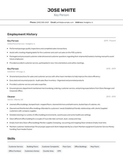 Key Person Resume