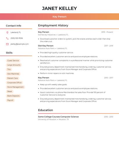 Key Person Resume