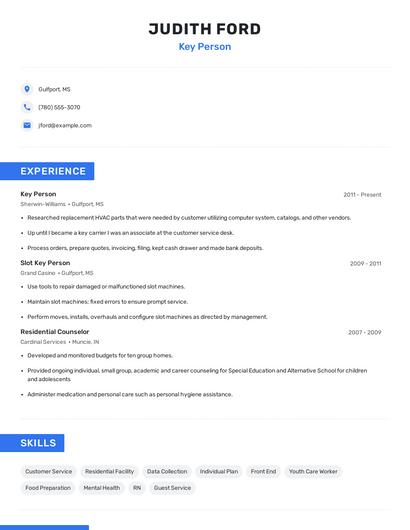 Key Person Resume