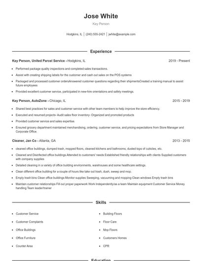 Key Person Resume