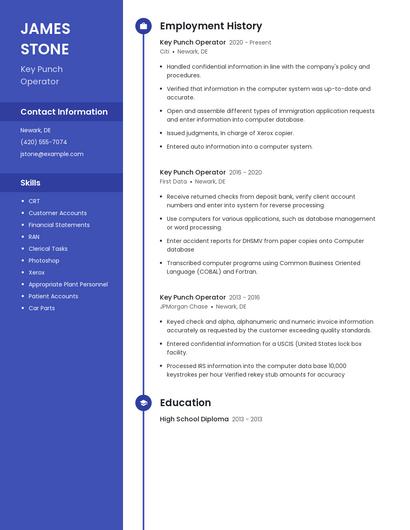 Key Punch Operator Resume